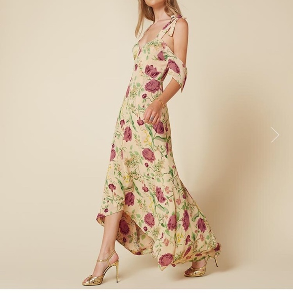 The Reformation Bennett Dress in Green House